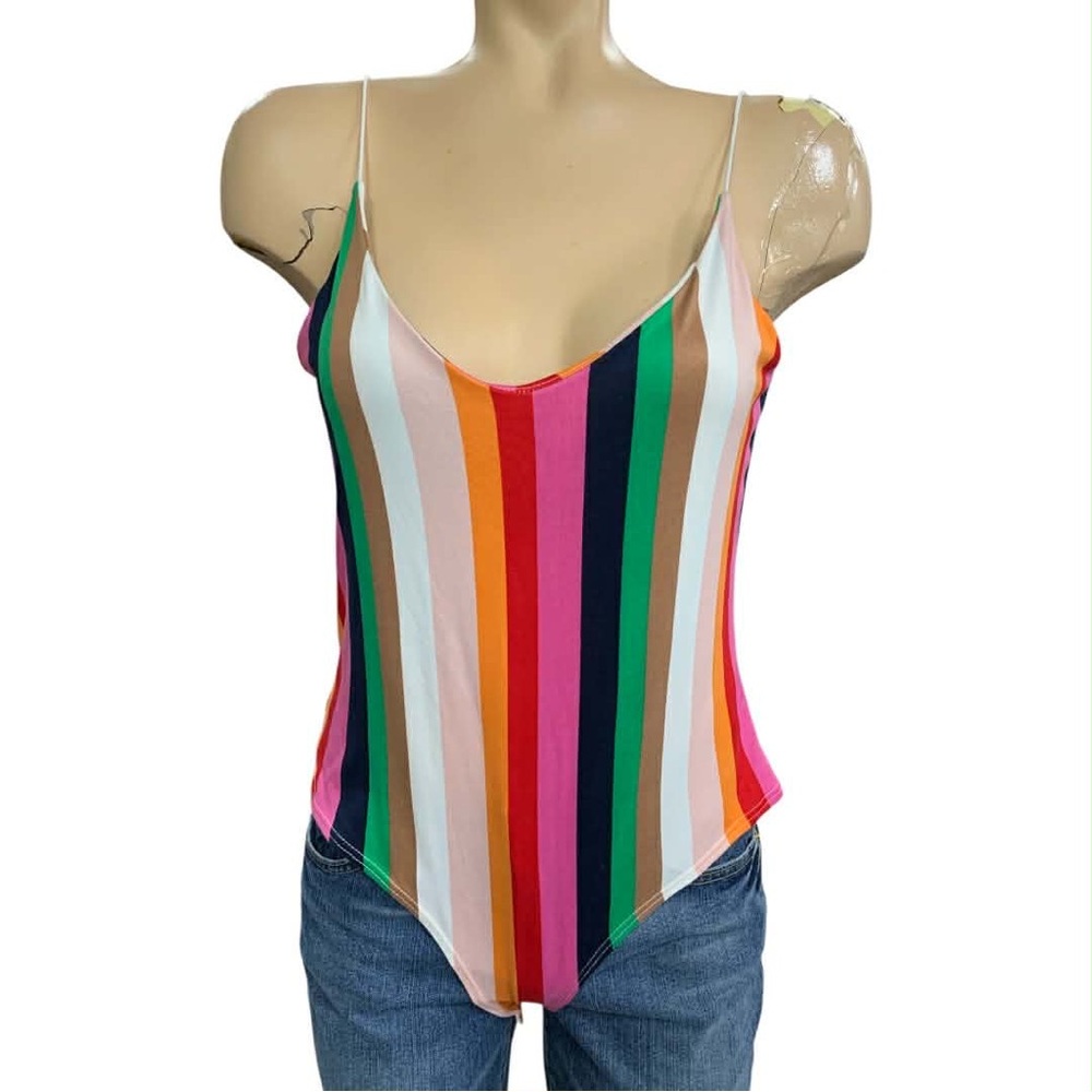 Gaze Multicolor Striped Bodysuit Size L